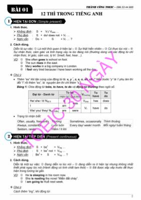 Tài liệu ôn thi Toeic - Bài 1 12 thì trong tiếng Anh